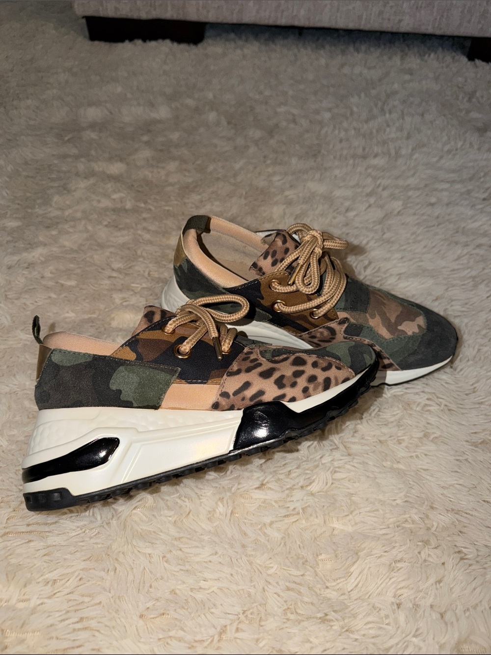 Steve Madden Women’s Camo & Leopard Print Fashion Sneakers - Tan/Green